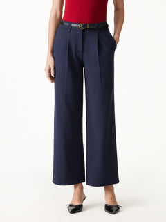 Ponte Low-Rise Straight Leg Ankled Pants with Pockets