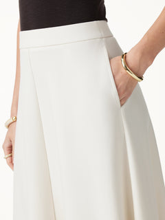 2Pcs Set Mock Neck Cap Sleeve Top & Umbrella Midi Skirt with Pockets