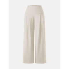 Drapey Bamboo Ponte Mid Rise Wide Leg Trouser with Pockets