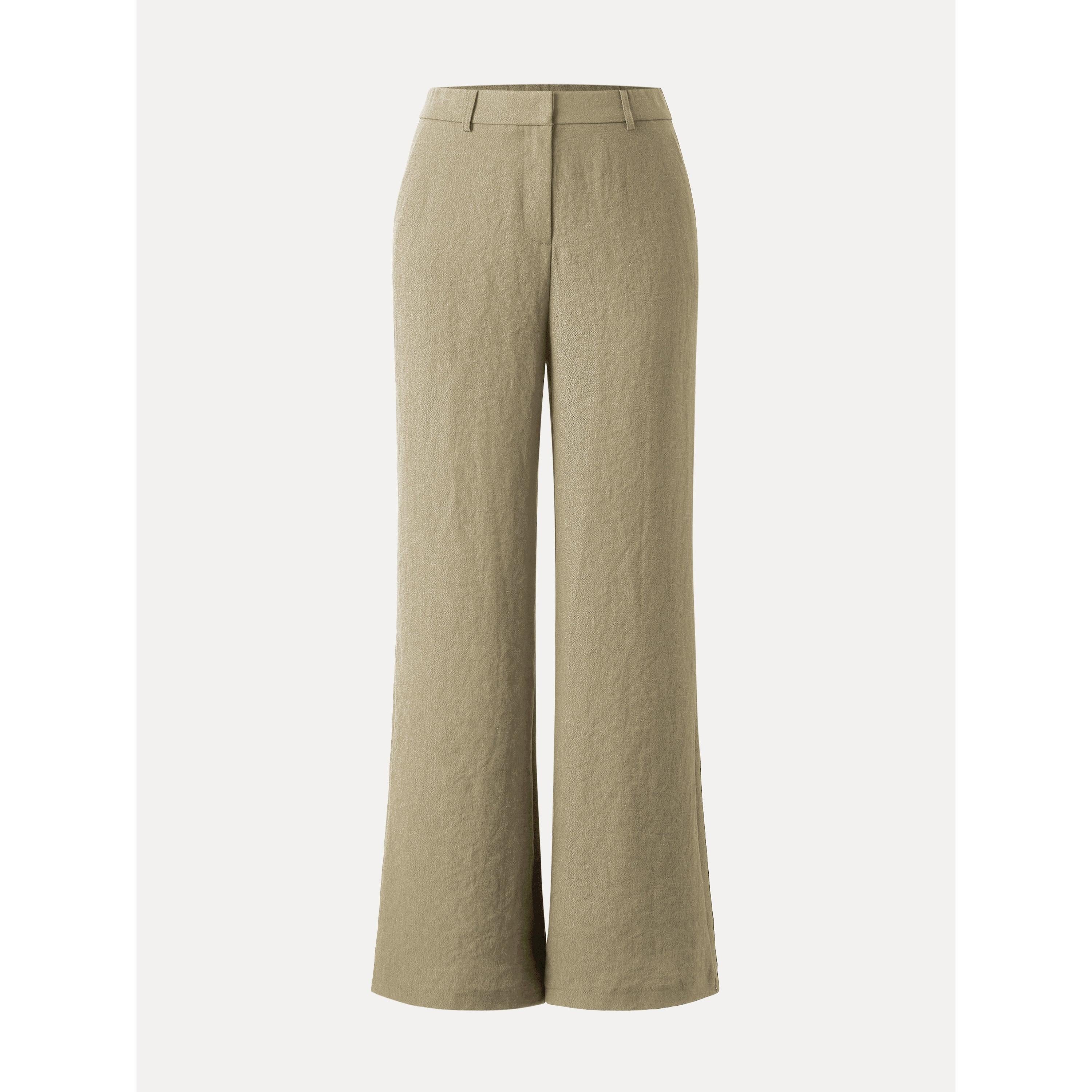 European Linen-Like Mid Rise Flared Pant with Pockets