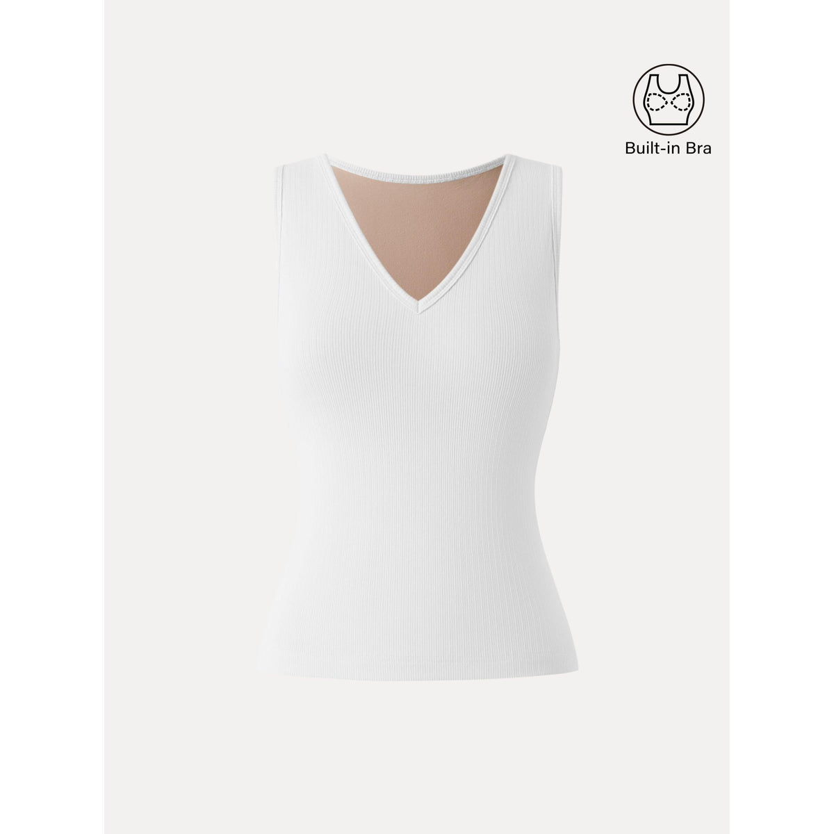 Stretch Cotton Pointelle V-neck Sleeveless Bra Tank