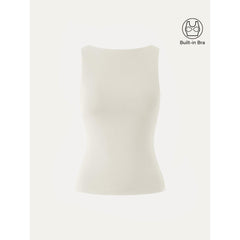 Stretch Cotton Boatneck Bra Tank