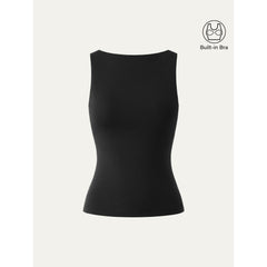 Stretch Cotton Boatneck Bra Tank