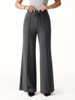 Lyocell Spacer Knit High-Rise Flare Pants with Pockets